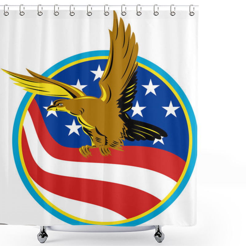 Personality  American Eagle Carry USA Flag Retro Shower Curtains