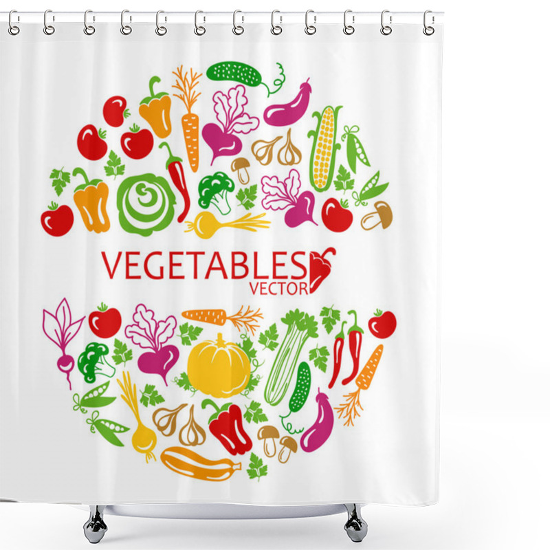 Personality  Circle Of Vegetables Icons Shower Curtains