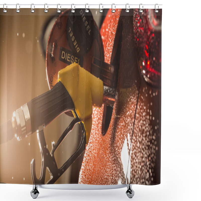 Personality  Gasoline Dispenser In The Car. Shower Curtains