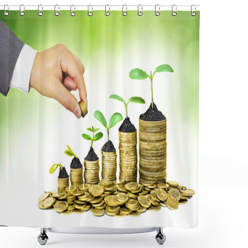 Personality  Hand Of Businessman Giving Coins To Trees Shower Curtains