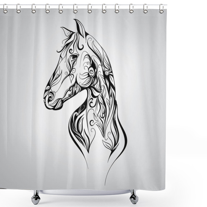 Personality  Silhouette Of A Horse   Illustration Shower Curtains