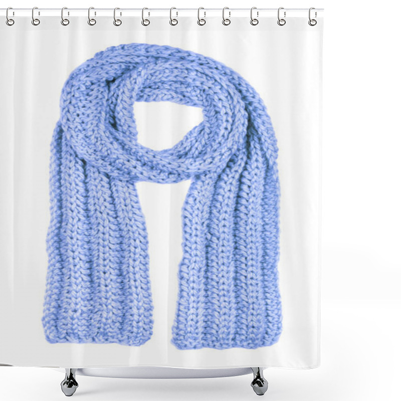 Personality  Blue Wool Scarf Isolated On White Background. Shower Curtains