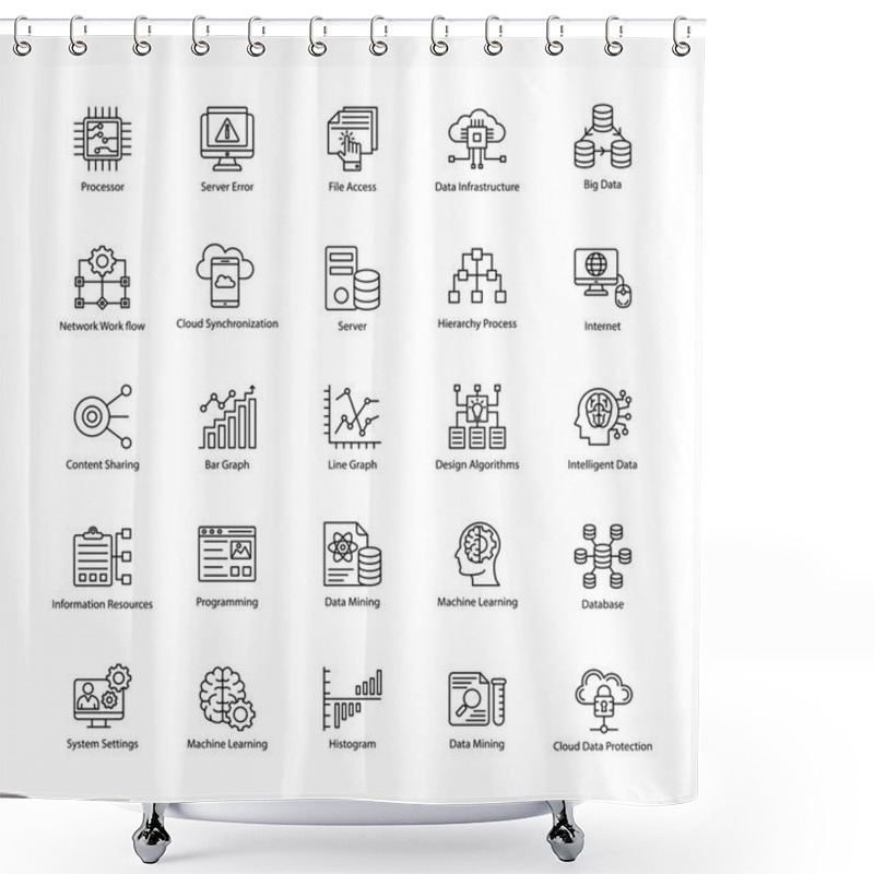 Personality  Data Science Line Vectors Set Shower Curtains