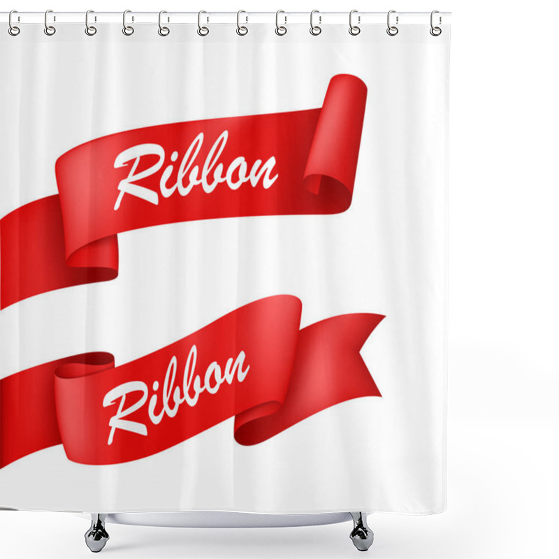 Personality  Two Red Ribbons On White  Shower Curtains