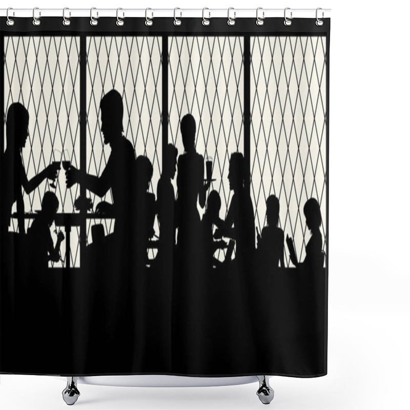 Personality  Restaurant Window Silhouette Shower Curtains