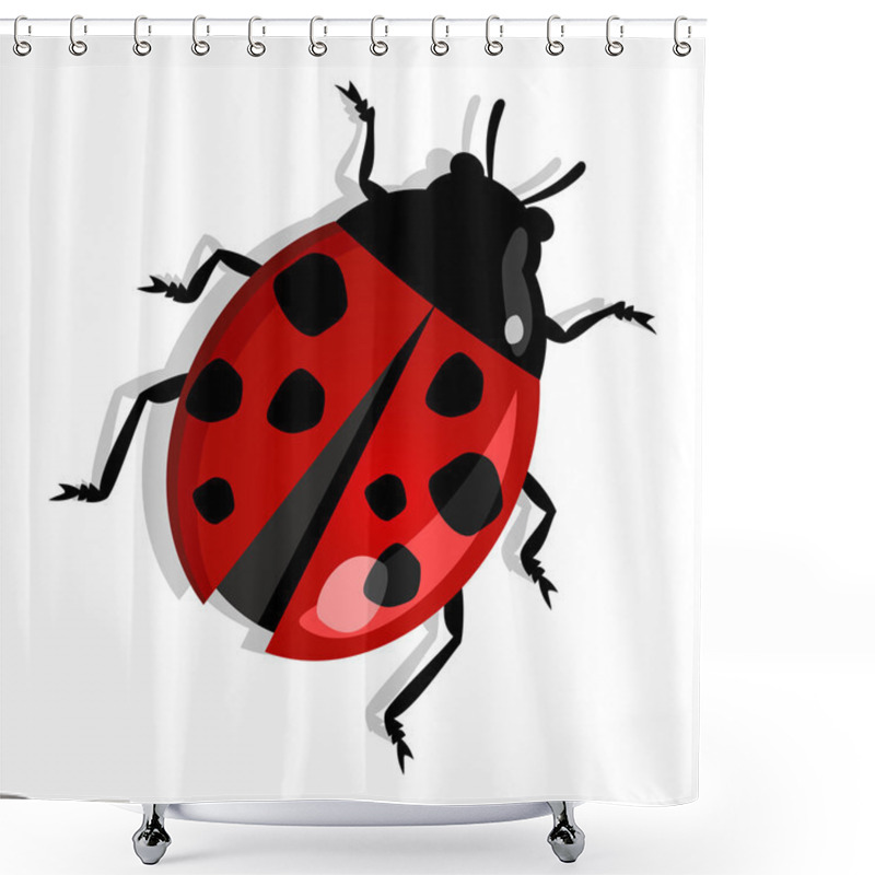 Personality  Red Ladybug Isolated Shower Curtains