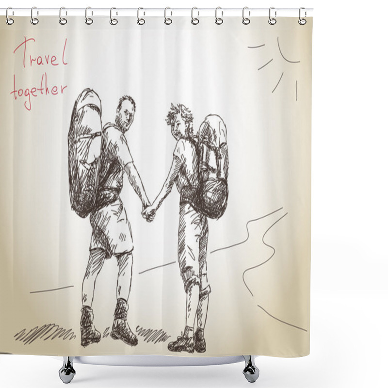 Personality  Traveller Couple Shower Curtains