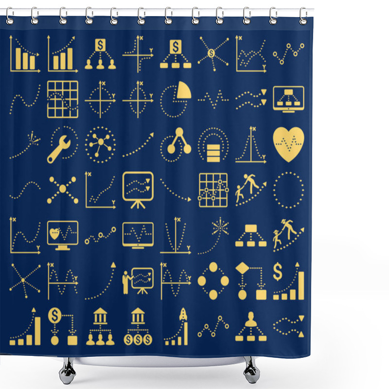 Personality  Business Charts With Rhombus Dots Vector Icons Shower Curtains