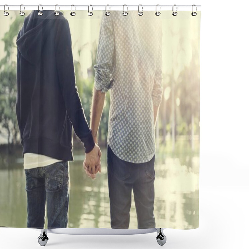 Personality  Gay Couple Holding Hands Shower Curtains