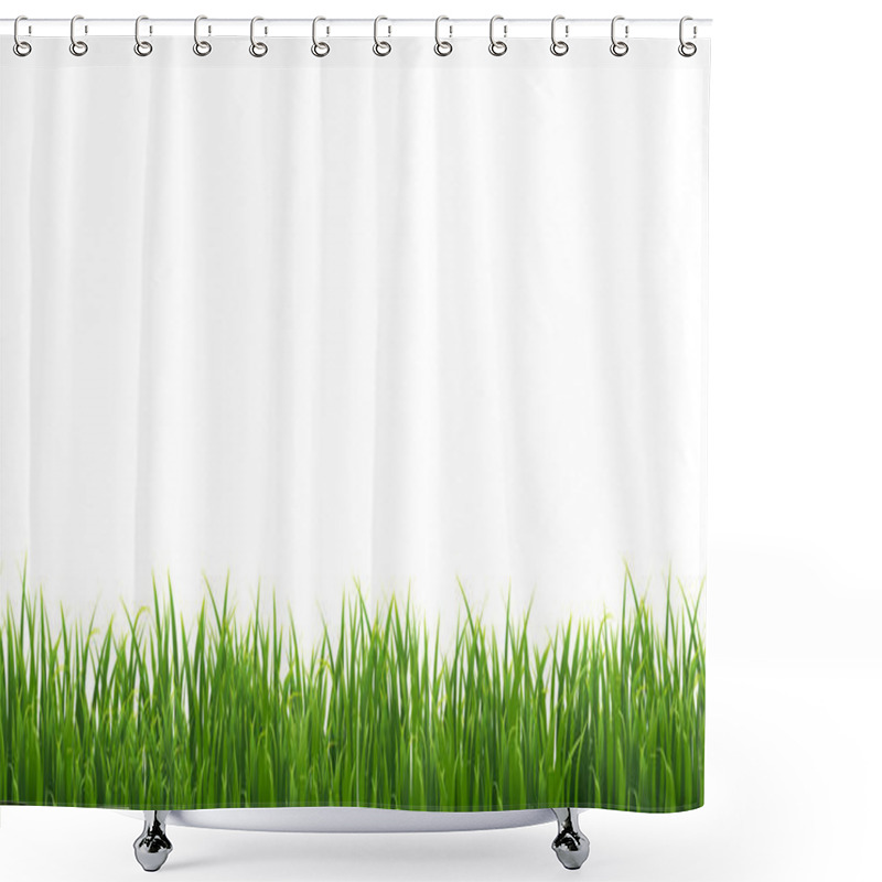 Personality  Green Grass Isolated White Background Shower Curtains