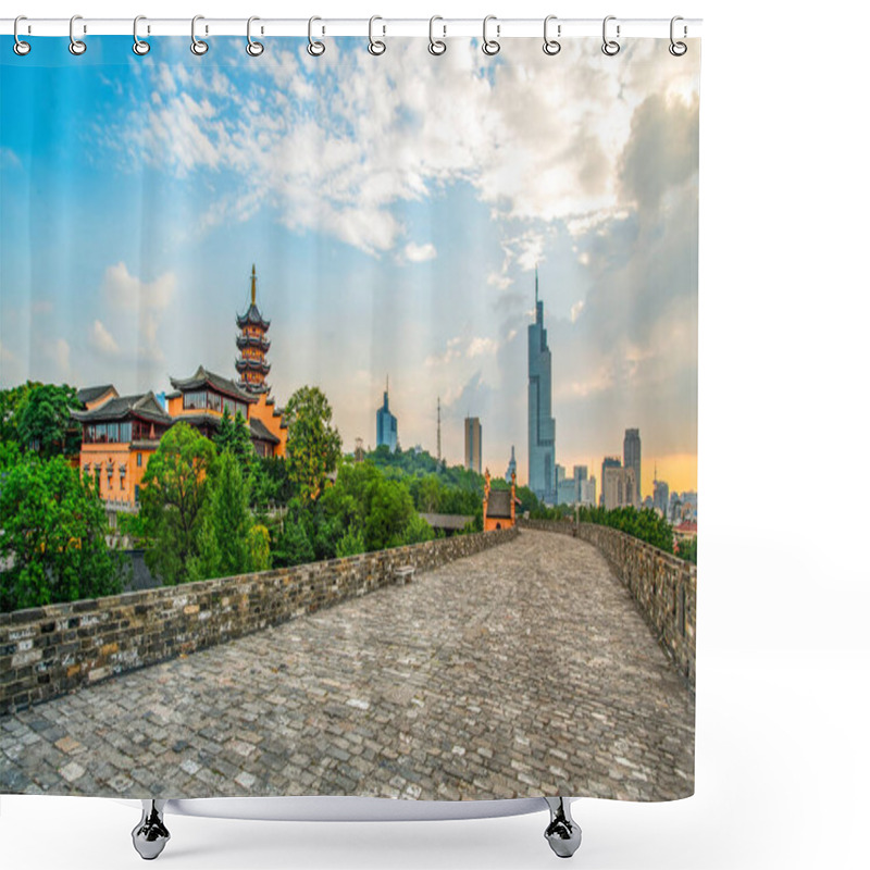 Personality  Ancient City Walls And Temples In Nanjing, China Shower Curtains