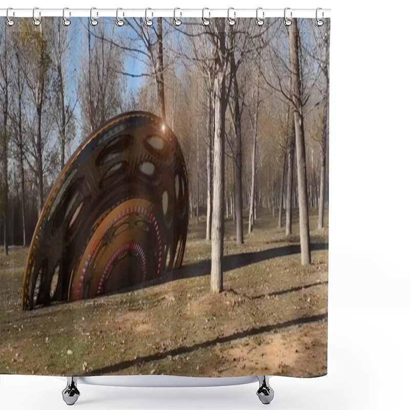 Personality  UFO Crashing In The Forest Shower Curtains