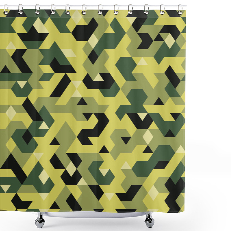 Personality  Vector Seamless Pattern In Camouflage Style, Pixelated Pattern Textile, Abstract Background Shower Curtains