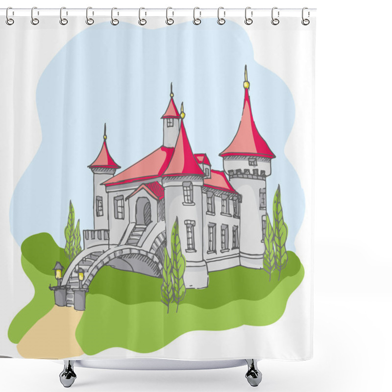 Personality  Cartoon Fairy Tale Castle Icon Shower Curtains