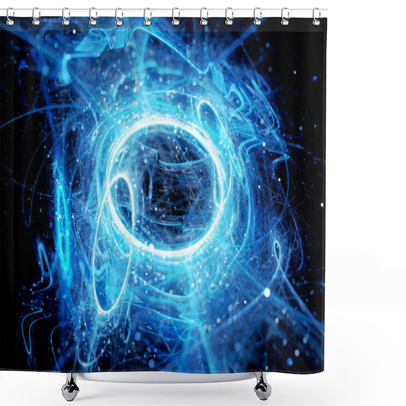 Personality  Blue Glowing High Energy Circles In Space Shower Curtains