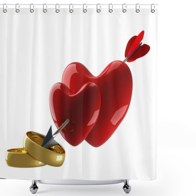 Personality  Two Hearts Pierced By An Arrow Shower Curtains