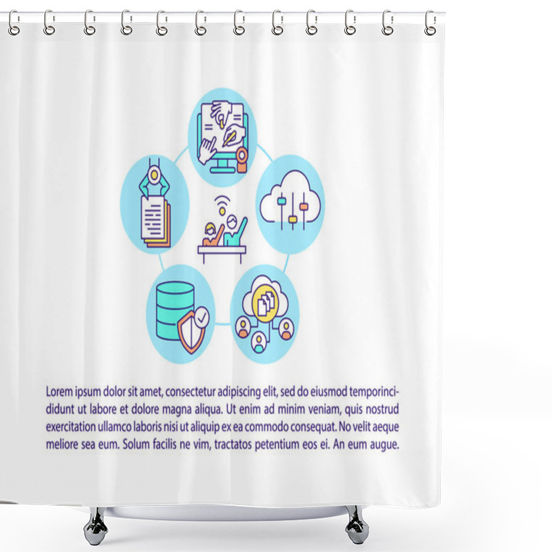 Personality  ICT For Participation In Civic Society Concept Line Icons With Text. PPT Page Vector Template With Copy Space. Brochure, Magazine, Newsletter Design Element. Social Lives Linear Illustrations On White Shower Curtains