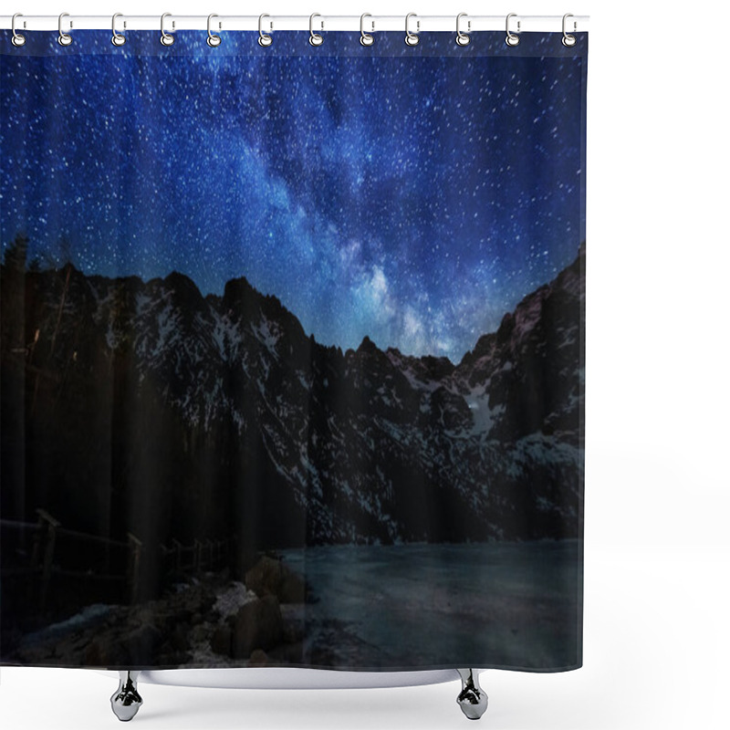 Personality  Bright Starry Sky With The Milky Way On The Background Of High Tatras Mountains Shower Curtains