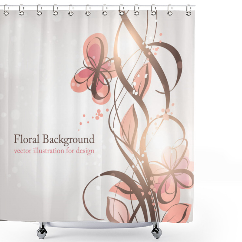 Personality  Hand Drawn Floral Background With Flowers, Greeting Vector Card For Retro Design Shower Curtains