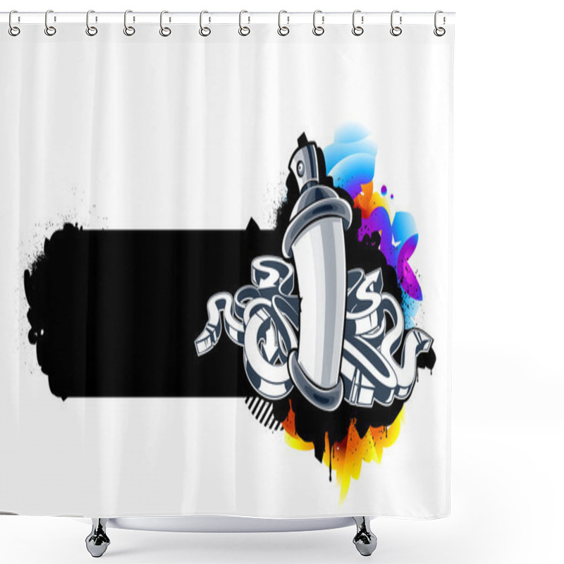 Personality  Graffiti Image Of Can With Arrows. Horizontal Banner. Vector Illustration Shower Curtains