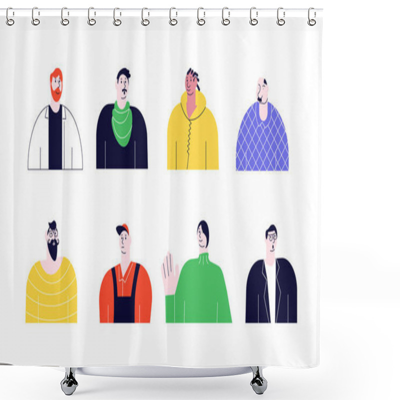 Personality  Set Of Men Avatars Shower Curtains