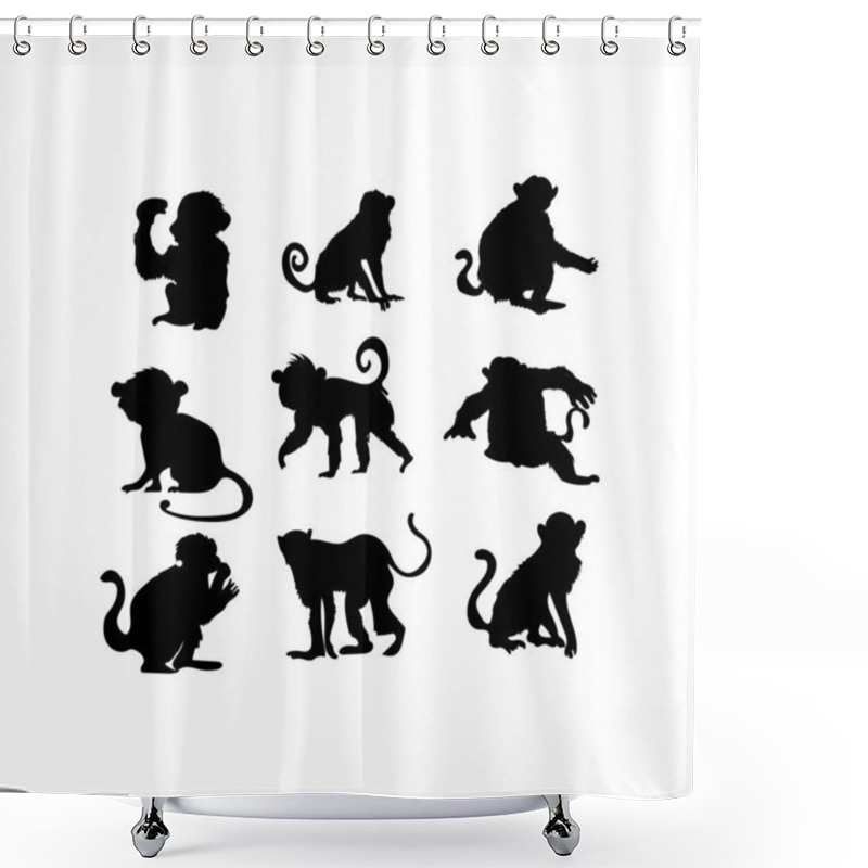 Personality  Monkey Silhouette 9 Pcs Vector  Shower Curtains