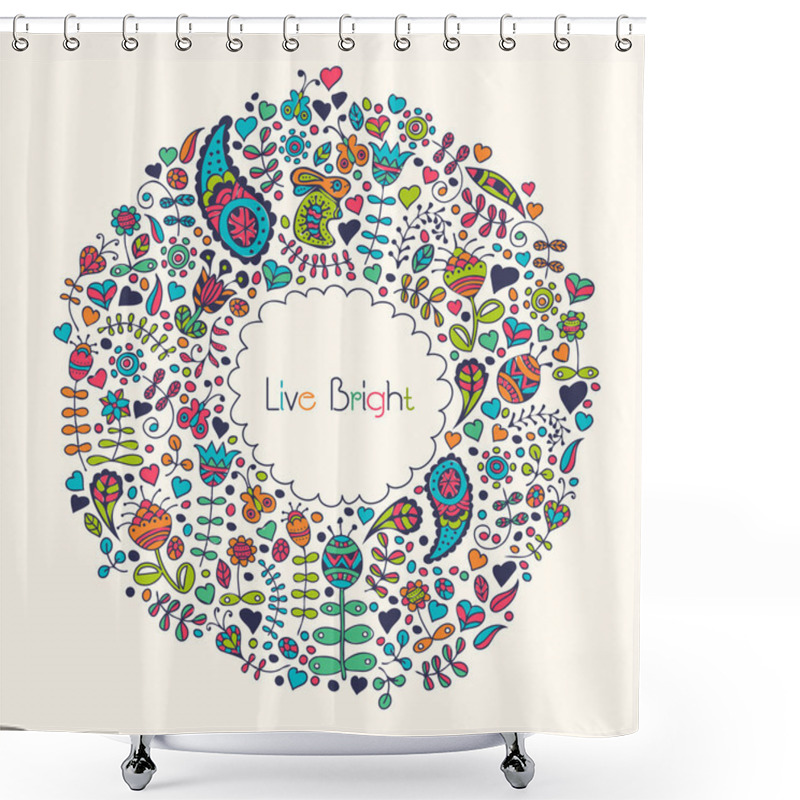 Personality  Vector Invitation Card In Ornate Ethnic Style.  Shower Curtains