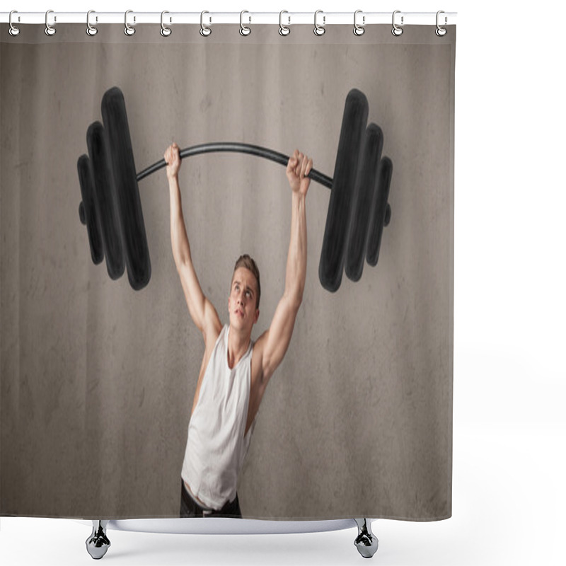 Personality  Muscular Man Lifting Weights Shower Curtains