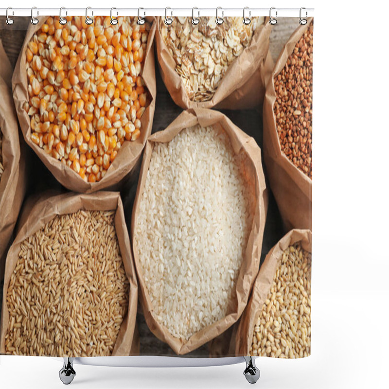 Personality  Bags Of Different Cereal Grains, Top View Shower Curtains