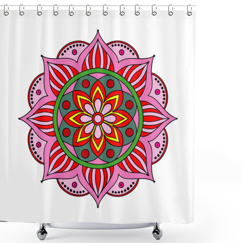 Personality  Indian Traditional Mandala Design, Intricate Geometric Pattern Symbolizes Unity, Balance, And Harmony, Making It Ideal For Various Creative Uses Such As Yoga Designs, Meditation Themes, Wall Art. Shower Curtains