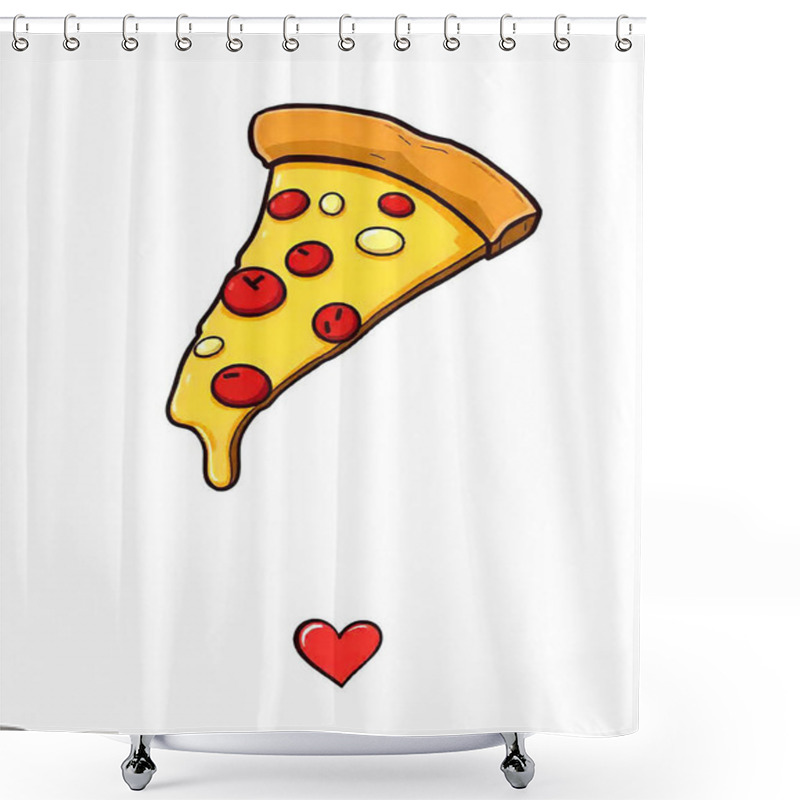 Personality  Pizza Slice, Cartoon Style Shower Curtains