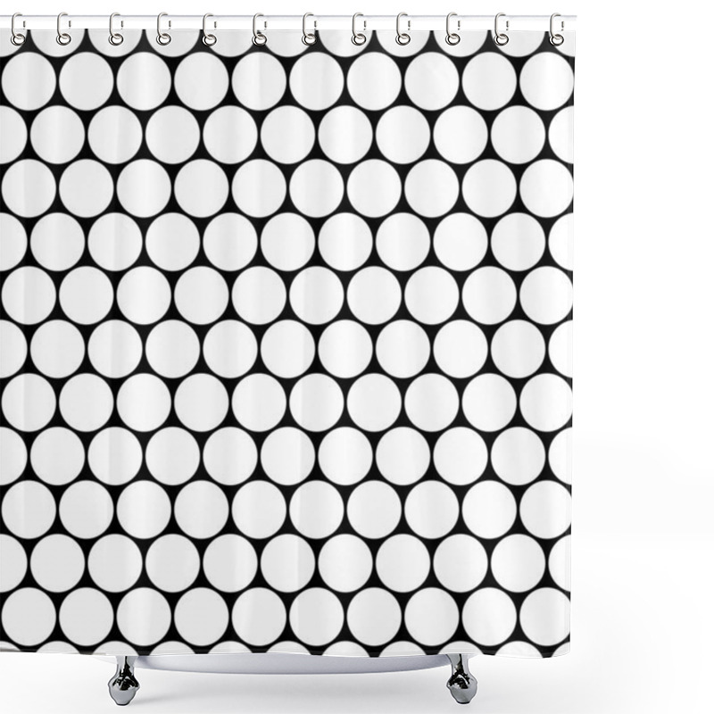 Personality  Seamless Monochrome Hexagonal Grid Pattern Of Circles, Honeycom. Simple Geometric Texture For Fabric, Clothing. Vector Shower Curtains