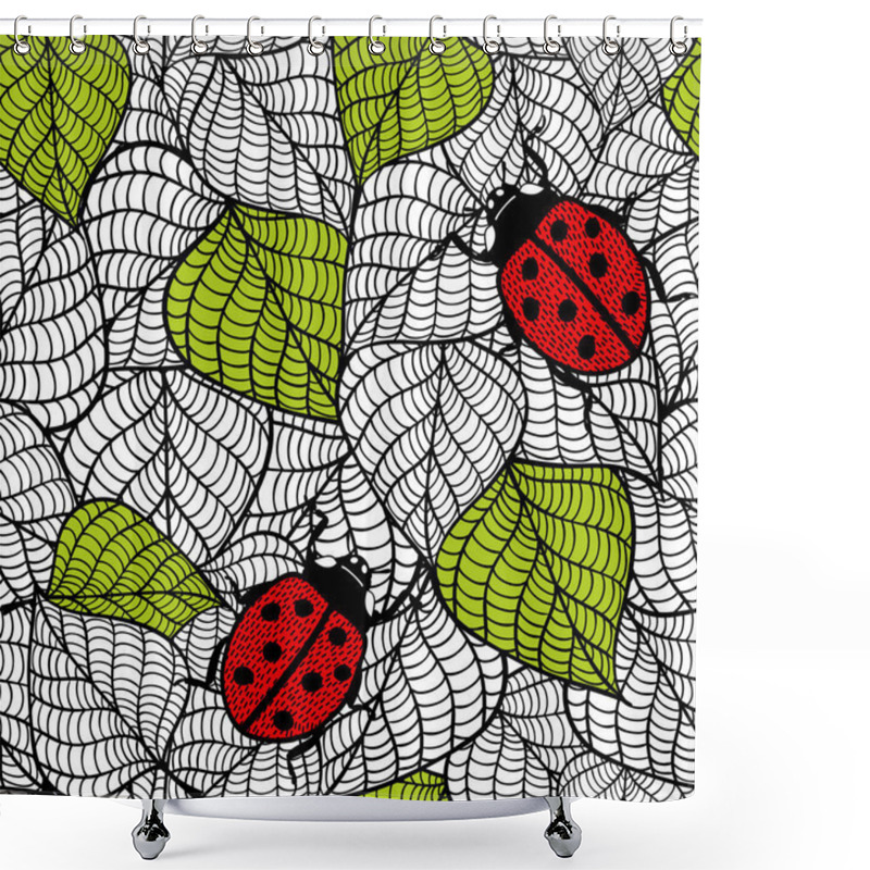 Personality  Seamless Pattern With Ladybugs  Shower Curtains