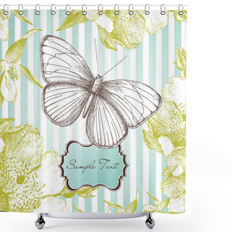 Personality  Card With A Butterfly Shower Curtains