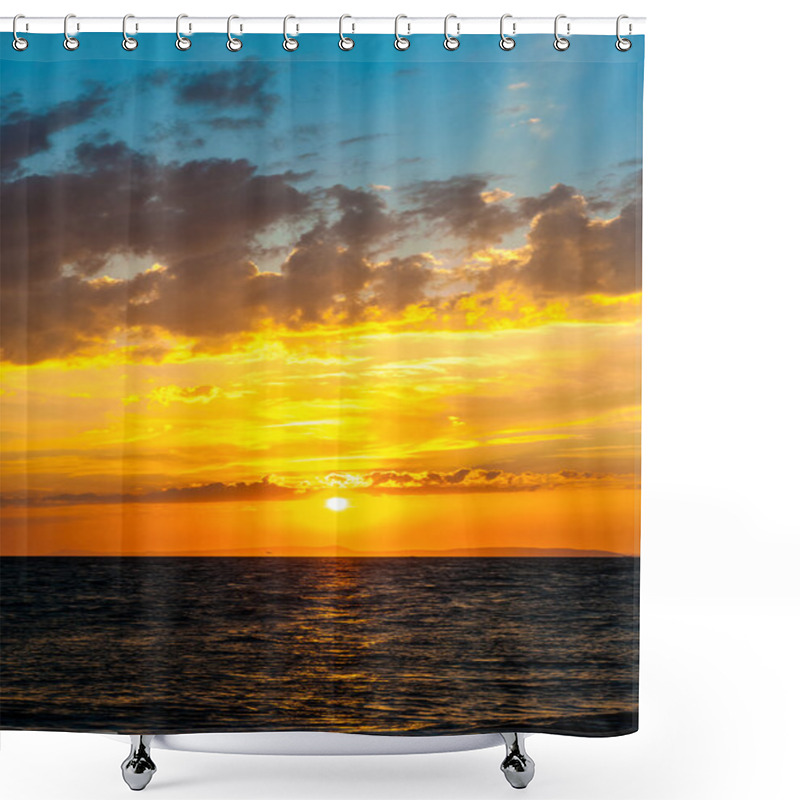 Personality  Warm Sunset And Cloudy Sky In Southern Croatia Shower Curtains