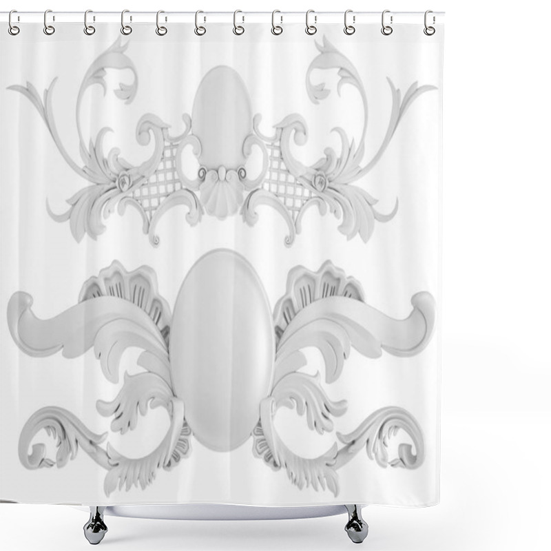 Personality  White Ornament On A White Background. Isolated Shower Curtains