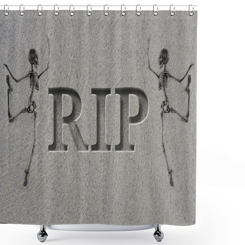 Personality  Engraved Gravestone RIP Skeleton Shower Curtains