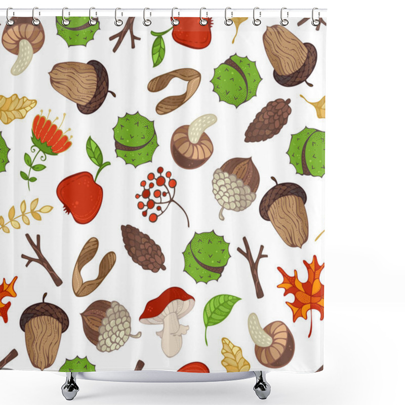 Personality  Seamless Woodland Elements Pattern. Shower Curtains