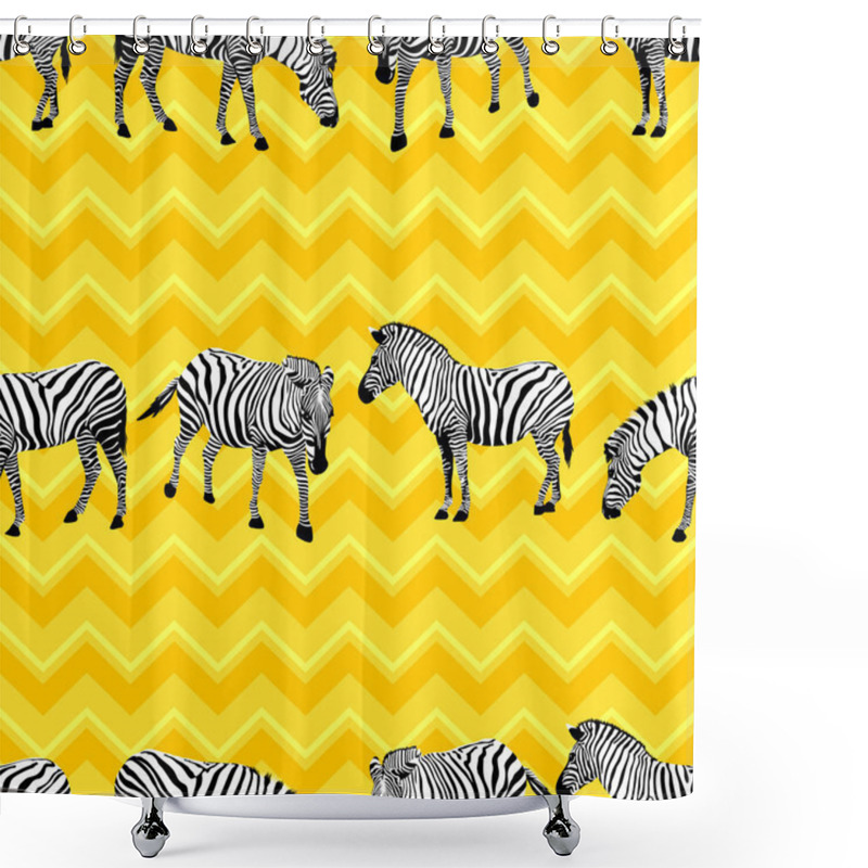 Personality  Zebra Seamless Pattern On Yellow Background. Shower Curtains