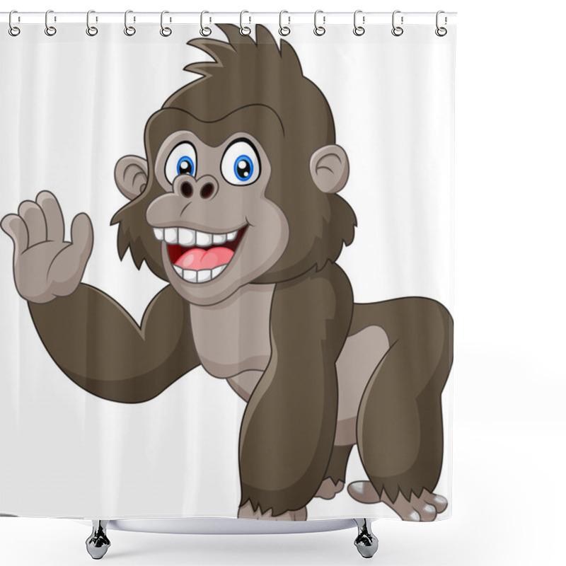 Personality  Funny Gorilla Waving Hand Shower Curtains