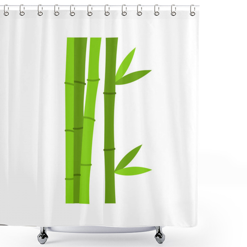 Personality  Green Bamboo Stems Icon, Flat Style Shower Curtains