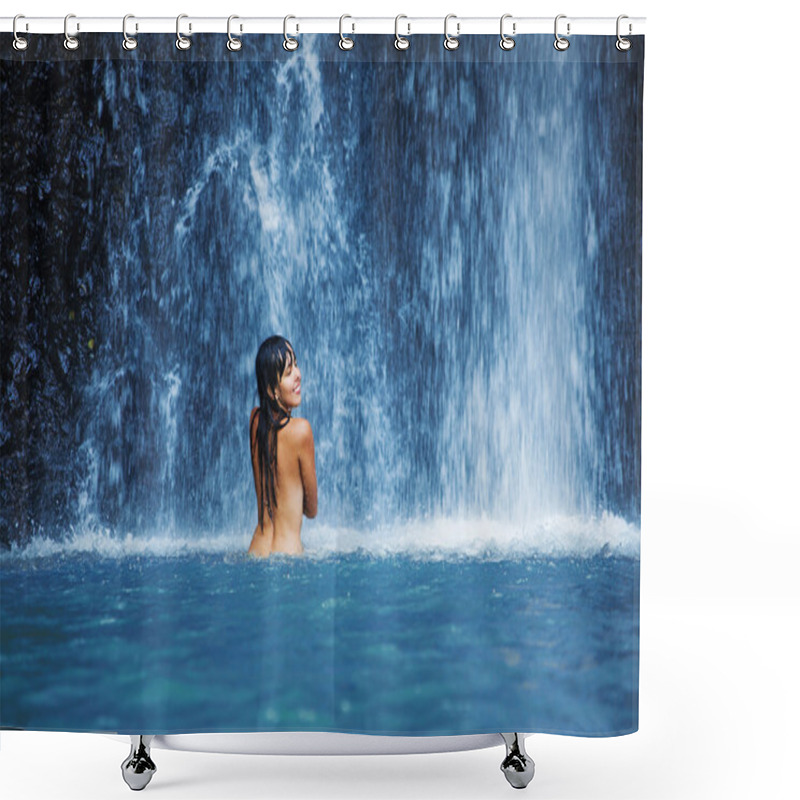 Personality  Naked Woman Washing In Waterfall Shower Curtains