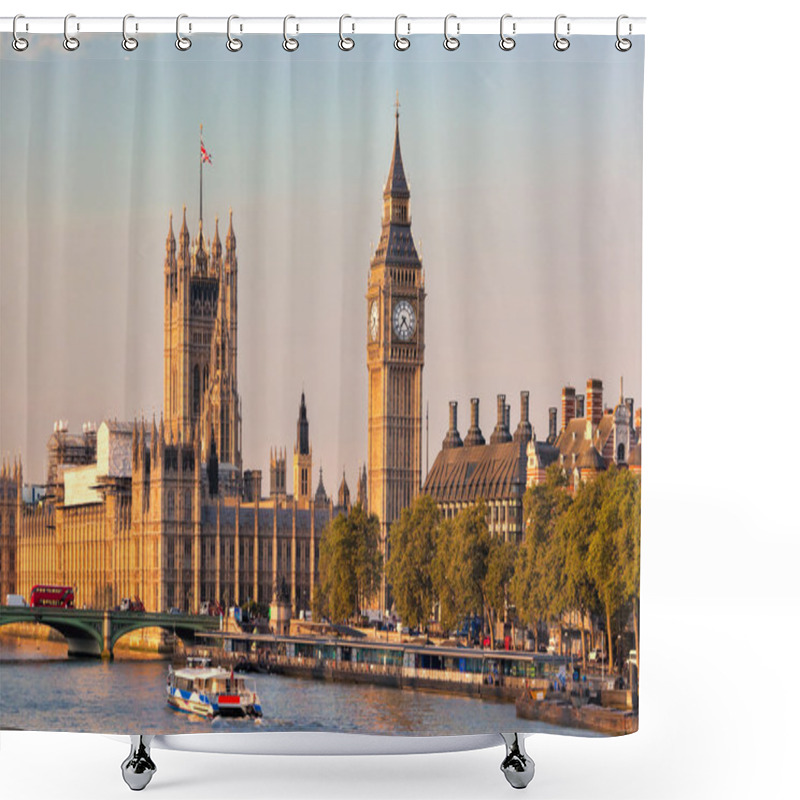 Personality  Big Ben With Boat In London, England, UK Shower Curtains