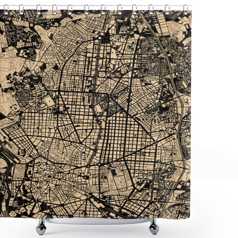 Personality  Madrid Black And White Map Shower Curtains