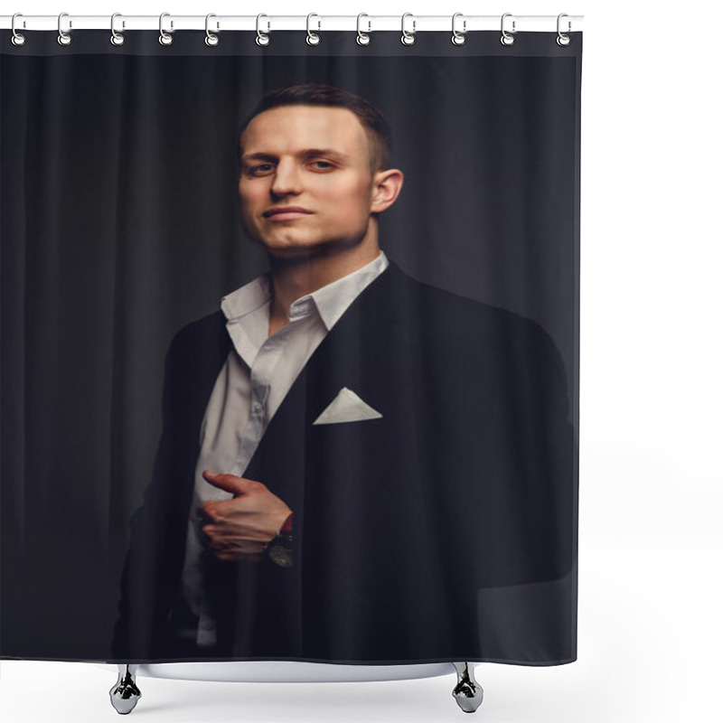 Personality  Handsome Man In Black Jacket Shower Curtains