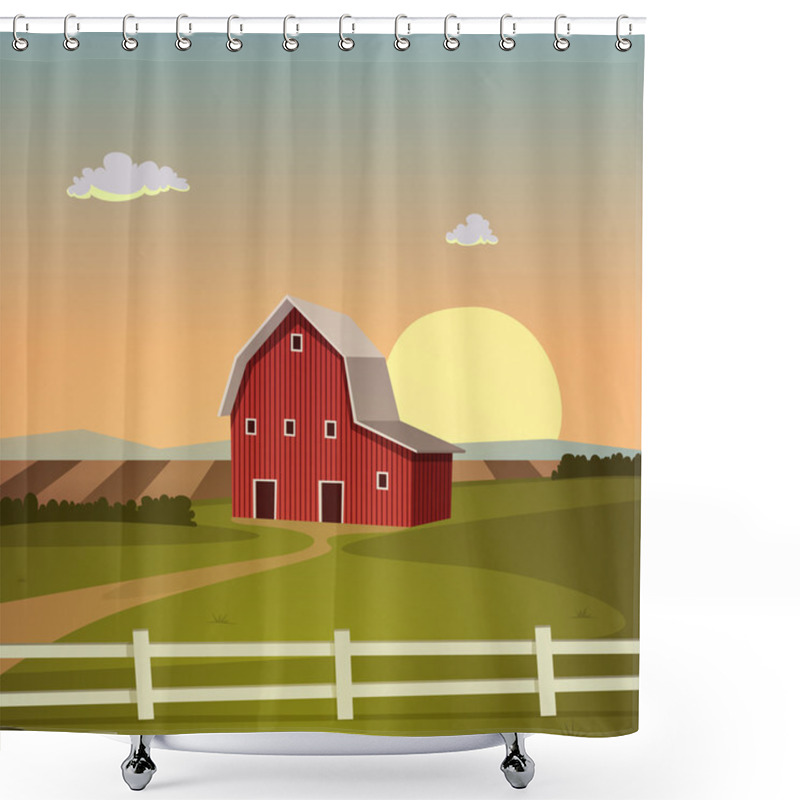 Personality  Red Farm Barn Shower Curtains