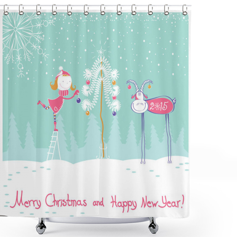 Personality  Nice Vector Happy New Year Card Illustration Shower Curtains