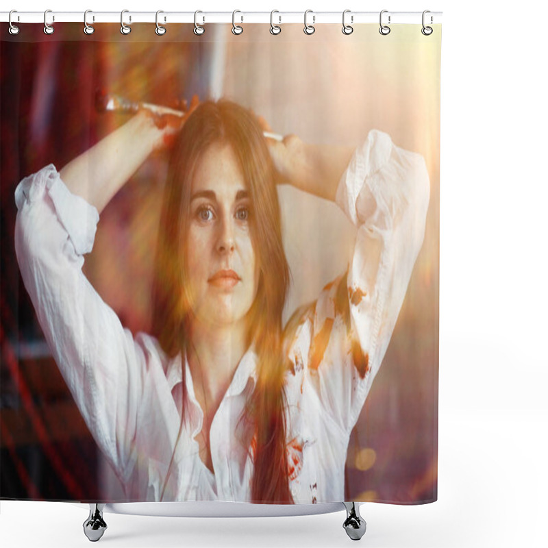 Personality  Young Beautiful Female Artist  Shower Curtains