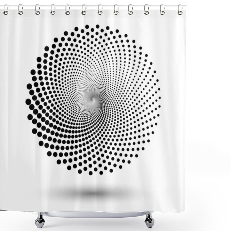 Personality  Spiral Dots Backdrop. Halftone Shapes, Abstract Logo Emblem Or Design Element For Any Project. Vector EPS10 Illustration. Shower Curtains