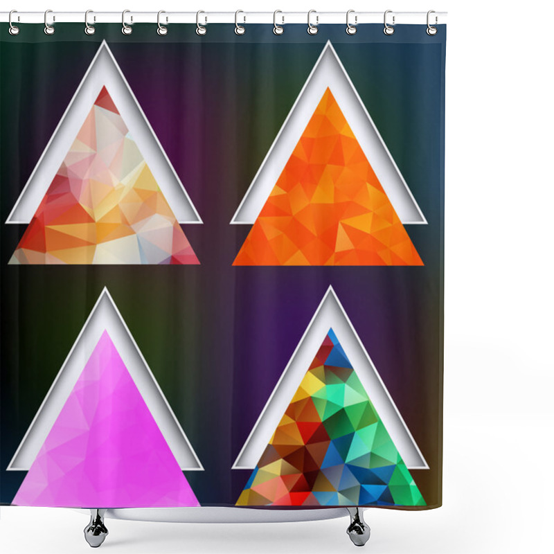 Personality  Polygonal Geometric Shapes. Set Of Triangles On The Blurred Back Shower Curtains